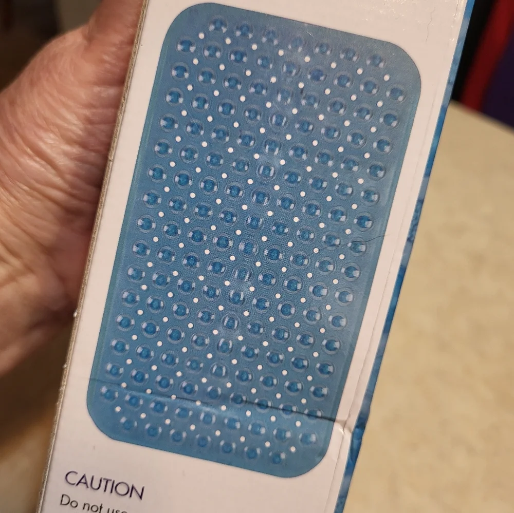 Bath Mat 15 X 27 inches, Non-slip & Antifungal Textured Surface in Blue